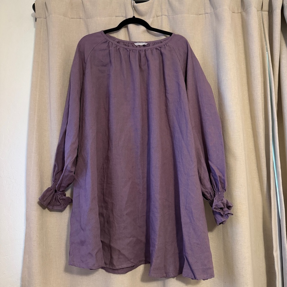 Linenfox Dusty Lavender Agata Linen Dress - Picture 3 of 5
